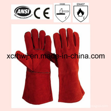 14′′high Quality Cow Split Leather Welding Gloves with Kevlar Stitching and Socket Lining, Leather Working Gloves Manufacturer, Welding Safety Gloves for Welder